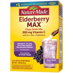 Bột hòa tan Vitamin C hỗ trợ miễn dịch Nature Made ElderberryMAX Fizzy Drink Mix