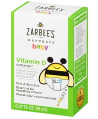 Bổ sung Vitamin D dành cho trẻ sơ sinh dạng nhỏ giọt Zarbee's Vitamin D Drops for Infants 400IU (10mcg)