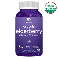 Kẹo dẻo bổ sung Vitamin C và Kẽm Sports Research USDA Organic Elderberry Plus C and Zinc