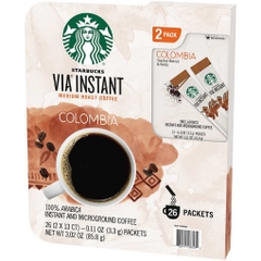 Cà phê hòa tan starbucks via instant colombia coffee, medium roast