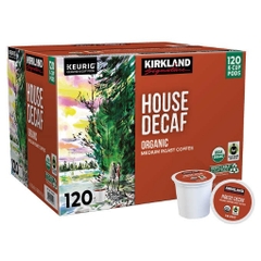 Cà phê rang vừa đã khử caffein hữu cơ dạng cốc kirkland signature coffee organic house decaf k-cup pod