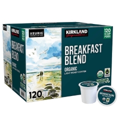 Cà phê rang nhẹ hữu cơ dạng cốc kirkland signature coffee breakfast blend k-cup pod