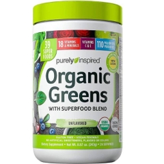 Bột rau xanh hữu cơ purely inspired organic greens powder with superfoods & vitamins, unflavored