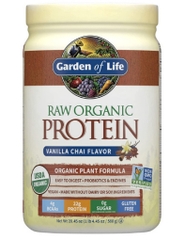 Bột protein hữu cơ thô hương vani chai garden of life organic protein powder, vanilla chai