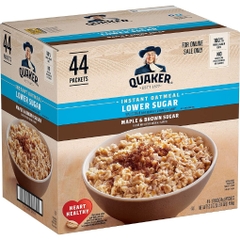 Bột yến mạch ăn liền cây phong & đường nâu ít hơn 50% đường quaker instant oatmeal lower sugar - maple & brown sugar, 44 gói