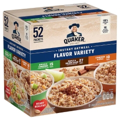 Bột yến mạch ăn liền quaker oats instant oatmeal, variety pack, 52 gói