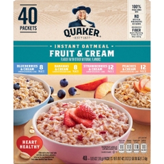 Bột yến mạch ăn liền quaker instant oatmeal fruit & cream, 40 gói