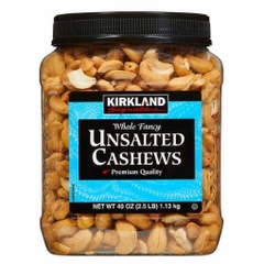 Hạt điều không rang muối kirkland signature fancy whole unsalted cashews