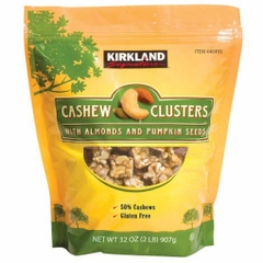 Bánh mix hạt điều, hạt bí, hạnh nhân kirkland signature cashew clusters,32oz(2lb) 907g