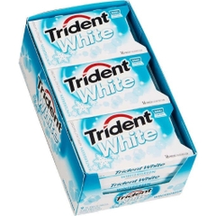 Kẹo cao su không đường trắng răng tinh dầu lộc đề xanh trident white sugar free gum, wintergreen