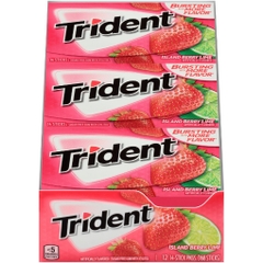 Kẹo cao su không đường vị dâu - chanh trident sugar free gum, island berry lime