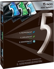 Kẹo cao su không đường 3 hương vị wrigley's 5 gum sugar free chewing gum, three flavor variety pack