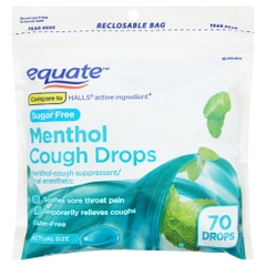 Kẹo ngậm giảm ho không đường equate sugar free cough drops menthol 70 viên