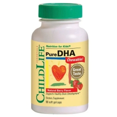 Viên nhai / uống bổ sung dha Đồ dùng cho Bé childlife essentials pure dha chewable softgel, natural berry flavor