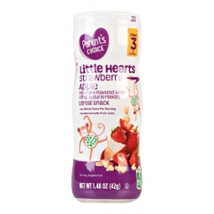 Bánh ăn dặm cho bé trên 9 tháng vị dâu táo perent's choice little hearts puffed grain snack, strawberry apple