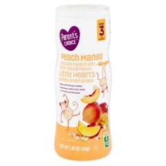 Bánh ăn dặm cho bé trên 9 tháng vị đào perent's choice little hearts puffed grain snack, peach