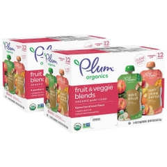 Hỗn hợp ăn dặm táo & bông cải xanh - đào, chuối & mơ hữu cơ Đồ dùng cho Bé từ 6 tháng plum organic stage 2 apple & broccoli and peach, banana & apricot