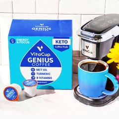 Cà phê rang xay dạng cốc vitacup genius coffee pods, infused w/ mct oil, turmeric, vitaminms