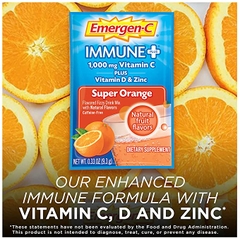 Bột hòa tan Vitamin C + Vitamin D & Kẽm Emergen-C Immune+ 1000 mg Vitamin C  Plus Vitamin D & Zinc, Super Orange