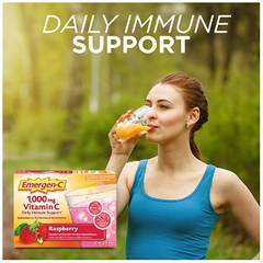 Bột hòa tan Vitamin C + Vitamin D & Kẽm Emergen-C Immune+ 1000 mg Vitamin C  Plus Vitamin D & Zinc, Raspberry