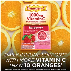 Bột hòa tan Vitamin C + Vitamin D & Kẽm Emergen-C Immune+ 1000 mg Vitamin C  Plus Vitamin D & Zinc, Raspberry