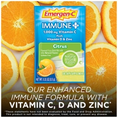 Bột hòa tan Vitamin C + Vitamin D & Kẽm Emergen-C Immune+ 1000 mg Vitamin C  Plus Vitamin D & Zinc, Citrus