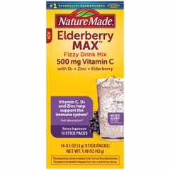 Bột hòa tan Vitamin C hỗ trợ miễn dịch Nature Made ElderberryMAX Fizzy Drink Mix
