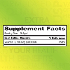 Viên uống bổ sung Vitamin D3 Kirkland Signature Extra Strength D3 50 mcg, 600 viên