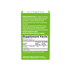 Bổ sung Vitamin D dành cho trẻ sơ sinh dạng nhỏ giọt Zarbee's Vitamin D Drops for Infants 400IU (10mcg)
