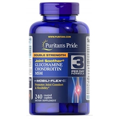 Viên uống hỗ trợ xương khớp gấp đôi sức mạnh Puritan's Pride Double Strength Glucosamine, Chondroitin & MSM Joint Soother