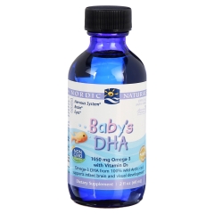 Siro Hỗ trợ Phát triển Trí não, Thị giác và Hệ Thần kinh ở trẻ sơ sinh - Nordic Naturals Baby’s DHA - 2 oz