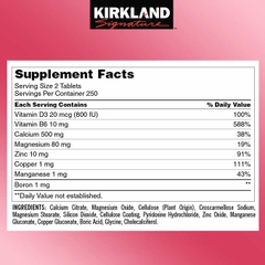 Viên Uống Bổ Cơ & Xương Kirkland Signature Calcium Citrate Magnesium And Zinc 500 mg, 500 viên