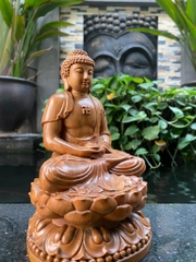 Đức Phật Adida gỗ Bách Xanh nguyên khối 20cm