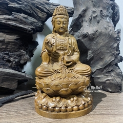 Phật Bà Quan Âm gỗ Bách Xanh 15cm (loại A)