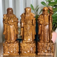 Bộ Tam Đa (Phúc-Lộc-Thọ) gỗ Bách Xanh 30cm