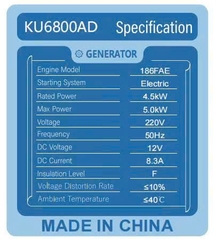 Máy phát điện dầu đồng bộ  KJ6800AD ( 5kw) KUJOYO