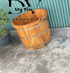 Bồn Tắm Tròn Gỗ Pơ Mu Cao 60cm