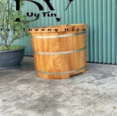 Bồn Tắm Tròn Gỗ Pơ Mu Cao 60cm