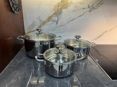 Bộ nồi 3 món đáy liền khối 3 lớp inox Kailer, KL-566