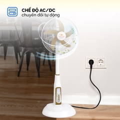 Quạt sạc tích điện AC/DC 16 inch Honjianda FL-601 - có remote điều khiển, đèn LED hỗ trợ cúp điện