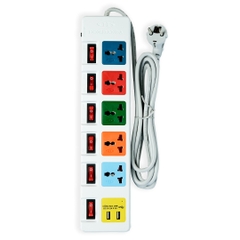 Ổ cắm điện Honjianda Mã 06  - công suất tối đa 3.300W, tích hợp cổng USB dây dài 3m, chất liệu ABS chịu nhiệt tốt