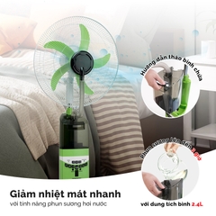 Quạt sạc tích điện hơi nước Honjianda 918PS - chế độ gió tự nhiên, lồng quạt 18 inch, có bánh xe di chuyển tiện lợi