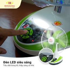 Quạt sạc tích điện 16 inch Honjianda FL316 - 2 chế độ AC/DC, tích hợp đèn LED hỗ trợ cúp điện