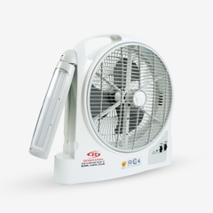 Quạt sạc tích điện dạng hộp Honjianda FL313 - tích hợp đèn LED hỗ trợ cúp điện