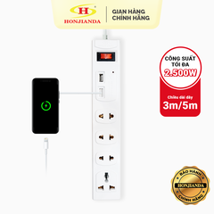 Ổ cắm điện Honjianda Mã 01 - tích hợp cổng sạc USB đa năng, dây dài 3m