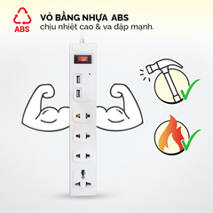 Ổ cắm điện Honjianda Mã 01 - tích hợp cổng sạc USB đa năng, dây dài 3m