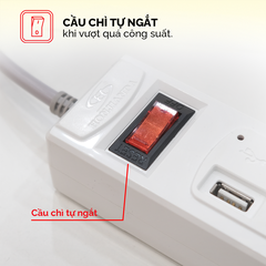 Ổ cắm điện Honjianda Mã 01 - tích hợp cổng sạc USB đa năng, dây dài 3m