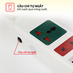 Ổ cắm điện Honjianda Mã 03 loại 2 công tắc - dây dài 3m, chất liệu ABS chịu nhiệt tốt
