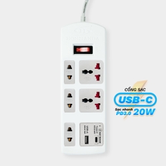 Ổ cắm điện Honjianda Mã 04/05/06 tích hợp sạc nhanh USB-C PD3.0 20W