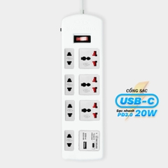 Ổ cắm điện Honjianda Mã 04/05/06 tích hợp sạc nhanh USB-C PD3.0 20W